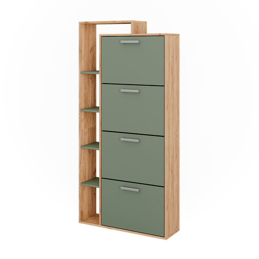 Vicco Scarpiera da ingresso Goldkraft rovere/verde 80 x 166.1 cm con 4 scomparti