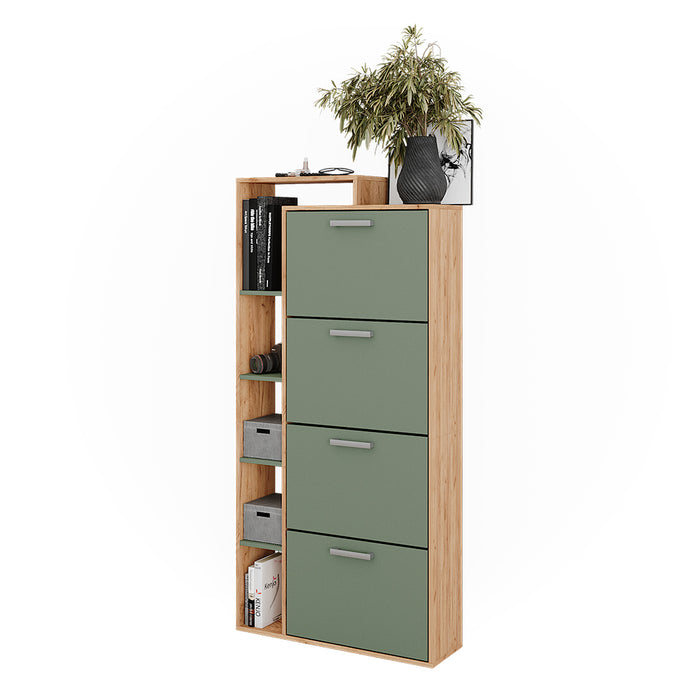Vicco Scarpiera da ingresso Goldkraft rovere/verde 80 x 166.1 cm con 4 scomparti
