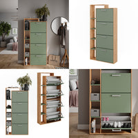 Vicco Scarpiera da ingresso Goldkraft rovere/verde 80 x 166.1 cm con 4 scomparti