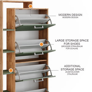 Vicco Scarpiera da ingresso Goldkraft rovere/verde 80 x 166.1 cm con 4 scomparti