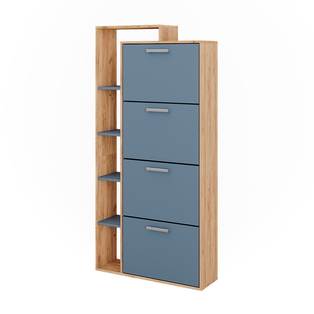 Vicco Scarpiera da ingresso Goldkraft rovere/blu 80 x 166.1 cm con 4 scomparti