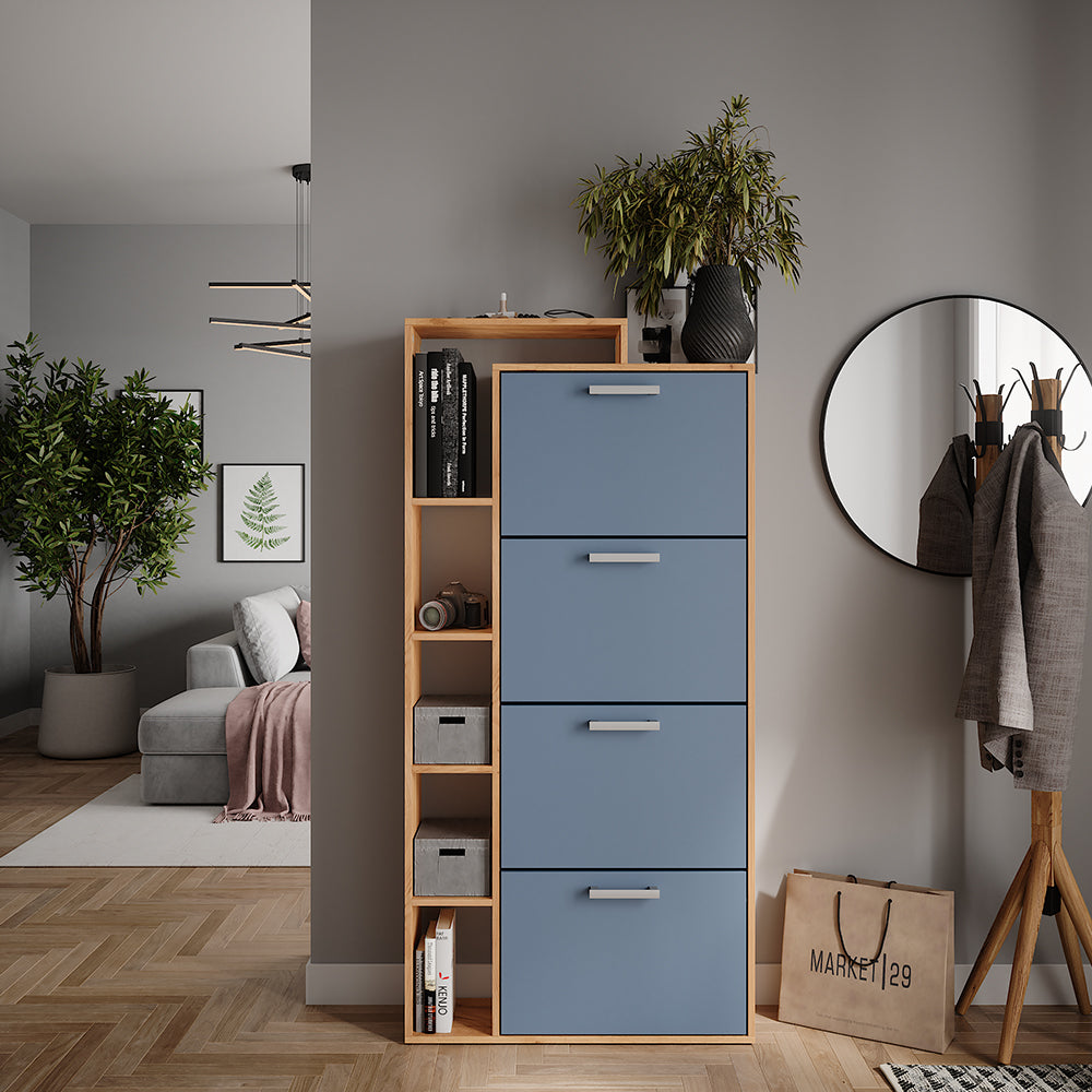 Vicco Scarpiera da ingresso Goldkraft rovere/blu 80 x 166.1 cm con 4 scomparti