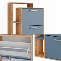 Vicco Scarpiera da ingresso Goldkraft rovere/blu 80 x 166.1 cm con 4 scomparti