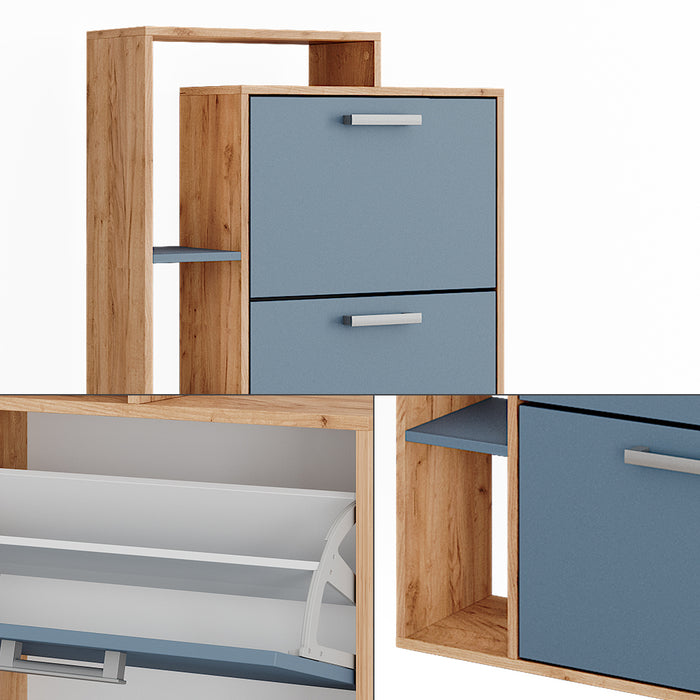 Vicco Scarpiera da ingresso Goldkraft rovere/blu 80 x 166.1 cm con 4 scomparti