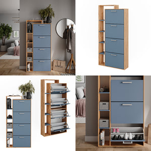 Vicco Scarpiera da ingresso Goldkraft rovere/blu 80 x 166.1 cm con 4 scomparti