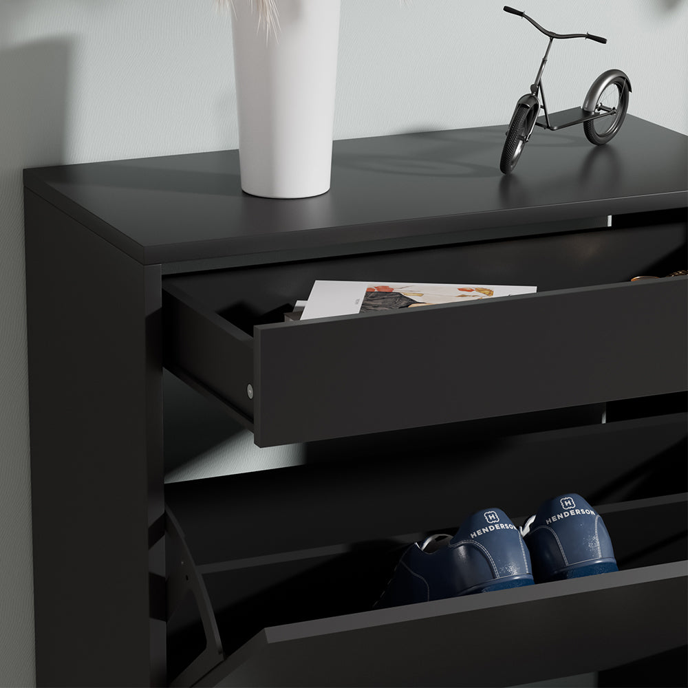 Vicco Armadio per le scarpe Nero 90 x 181.5 cm con 3 scomparti, 1 cassetto