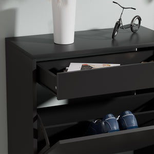 Vicco Armadio per le scarpe Nero 90 x 181.5 cm con 3 scomparti, 1 cassetto