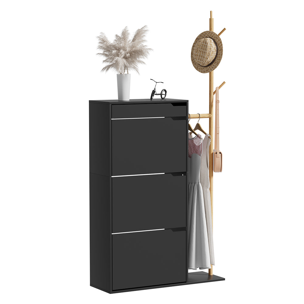 Vicco Armadio per le scarpe Nero 90 x 181.5 cm con 3 scomparti, 1 cassetto