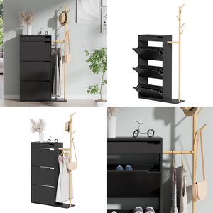 Vicco Armadio per le scarpe Nero 90 x 181.5 cm con 3 scomparti, 1 cassetto