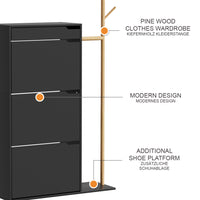 Vicco Armadio per le scarpe Nero 90 x 181.5 cm con 3 scomparti, 1 cassetto