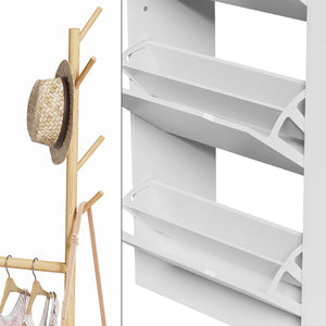 Vicco Mobile porta scarpe Bianco 90 x 181.5 cm con 3 scomparti, 1 cassetto