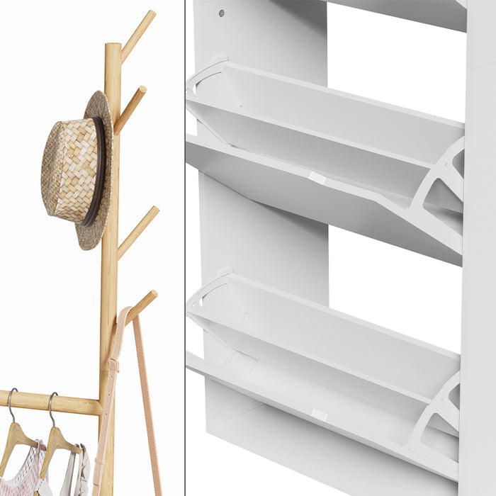 Vicco Mobile porta scarpe Bianco 90 x 181.5 cm con 3 scomparti, 1 cassetto