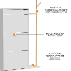 Vicco Mobile porta scarpe Bianco 90 x 181.5 cm con 3 scomparti, 1 cassetto