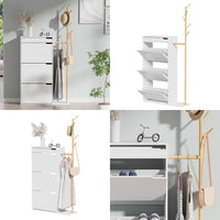 Vicco Mobile porta scarpe Bianco 90 x 181.5 cm con 3 scomparti, 1 cassetto