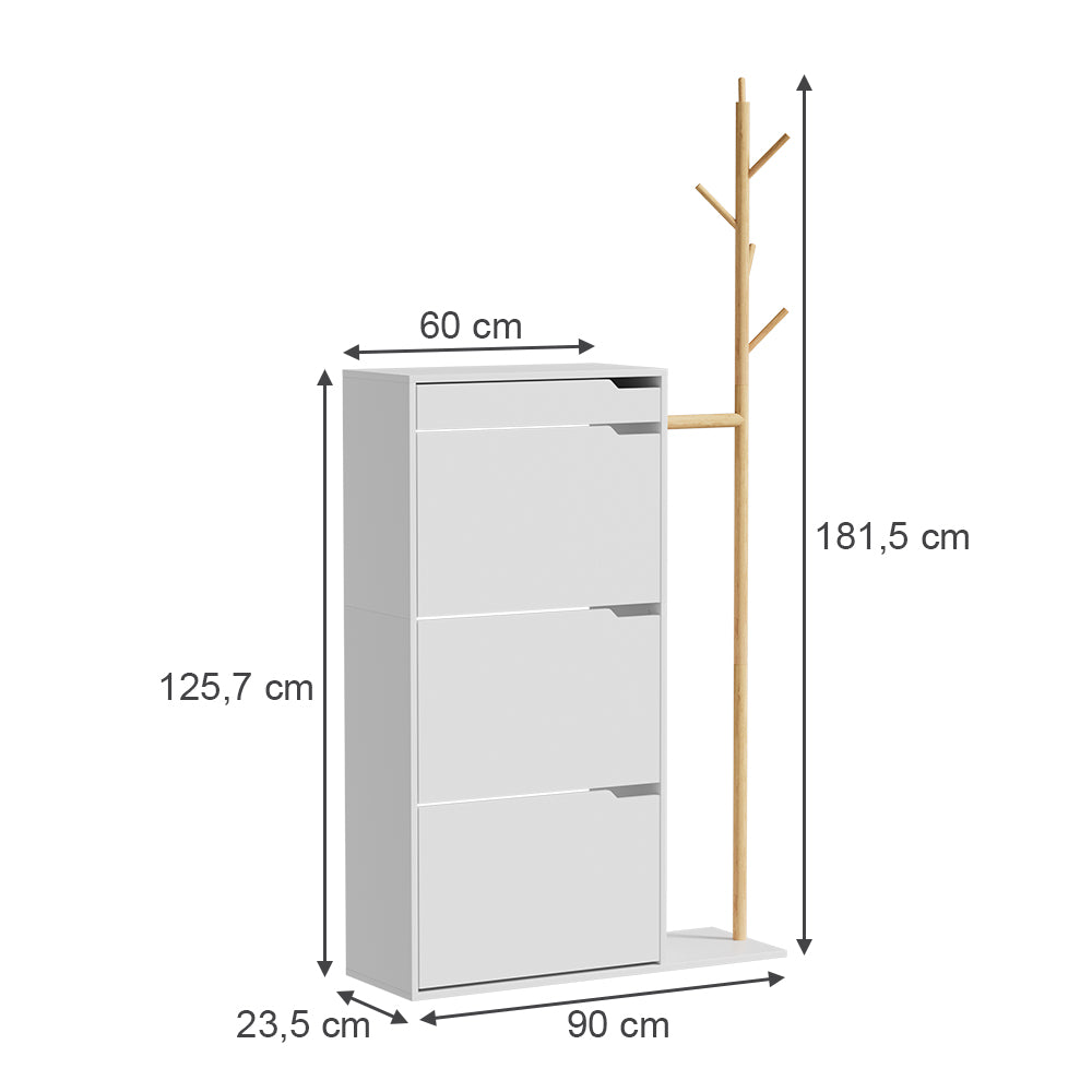 Vicco Mobile porta scarpe Bianco 90 x 181.5 cm con 3 scomparti, 1 cassetto