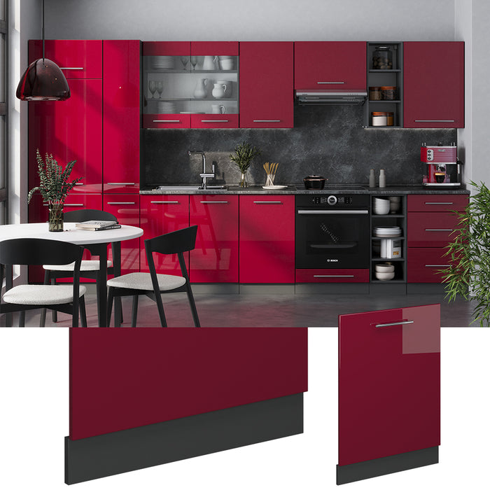 Vicco Pannello frontale della lavastoviglie Rosso bordeaux lucido 60 cm senza piano di lavoro