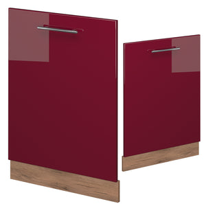 Vicco Pannello frontale della lavastoviglie Rosso bordeaux lucido 60 cm senza piano di lavoro