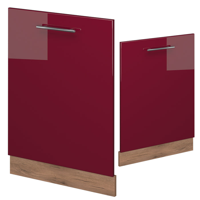 Vicco Pannello frontale della lavastoviglie Rosso bordeaux lucido 60 cm senza piano di lavoro