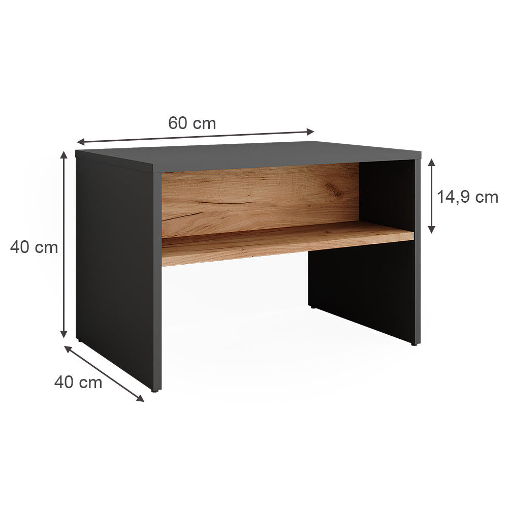 Vicco Panca scarpiera da ingresso Antracite/quercia dorata 60 x 60 cm