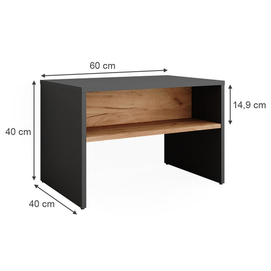 Vicco Panca scarpiera da ingresso Antracite/quercia dorata 60 x 60 cm