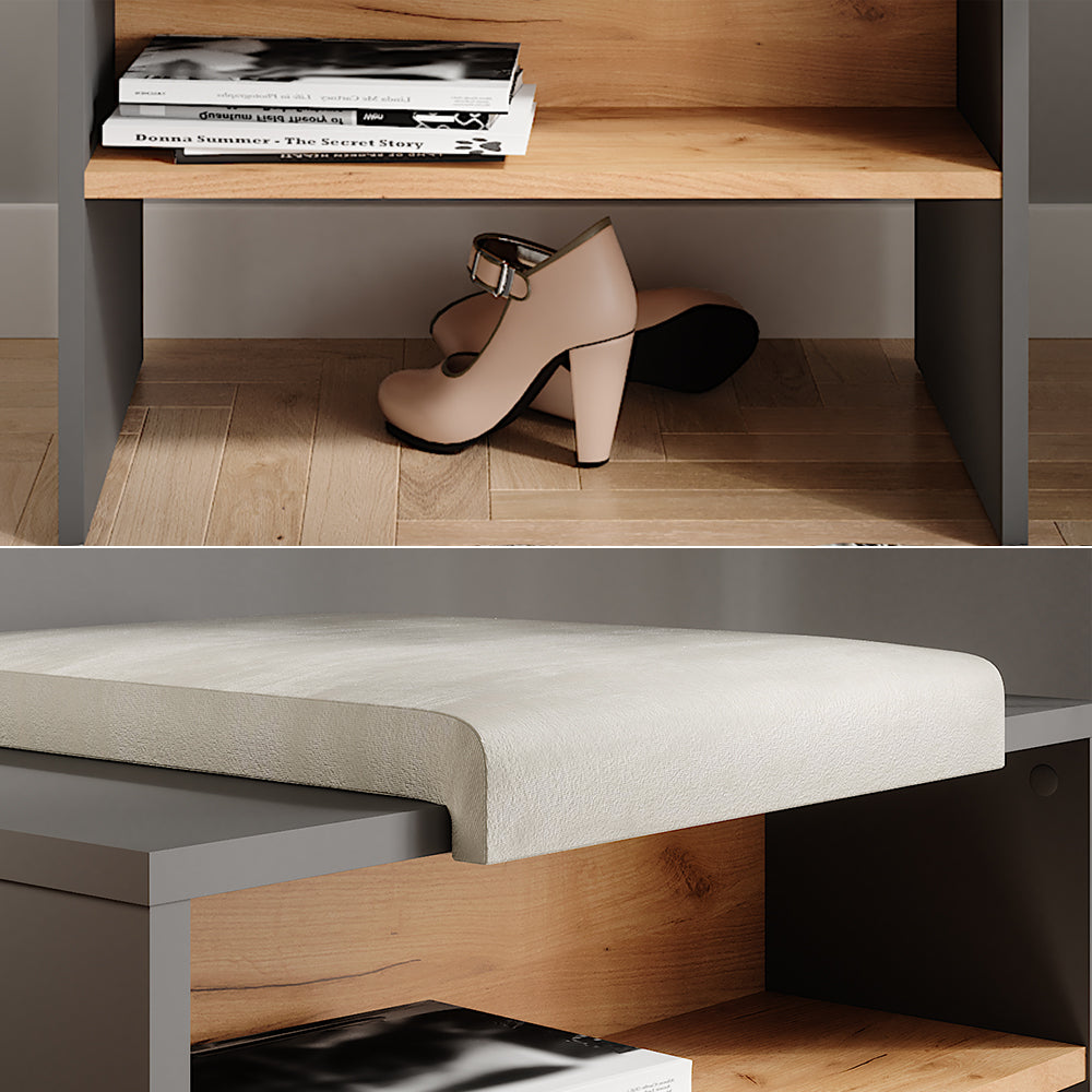 Vicco Panca scarpiera da ingresso Antracite/quercia dorata 60 x 60 cm