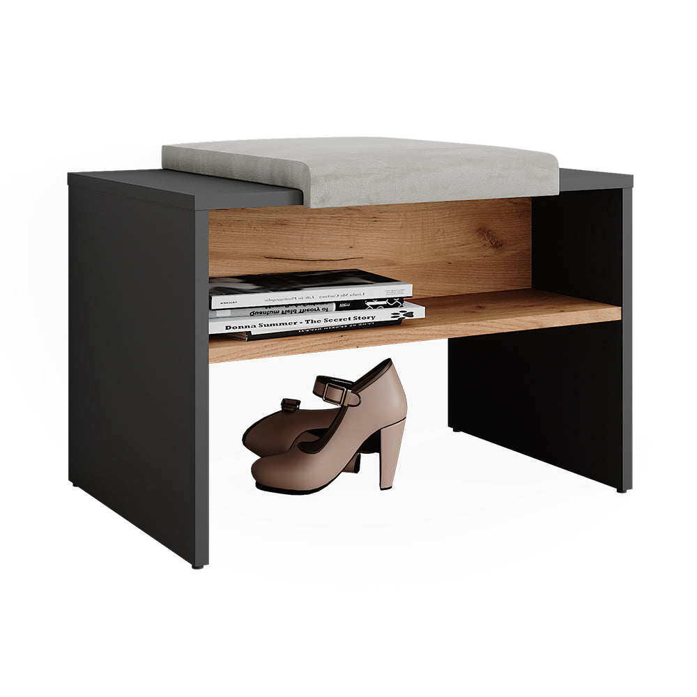 Vicco Panca scarpiera da ingresso Antracite/quercia dorata 60 x 60 cm