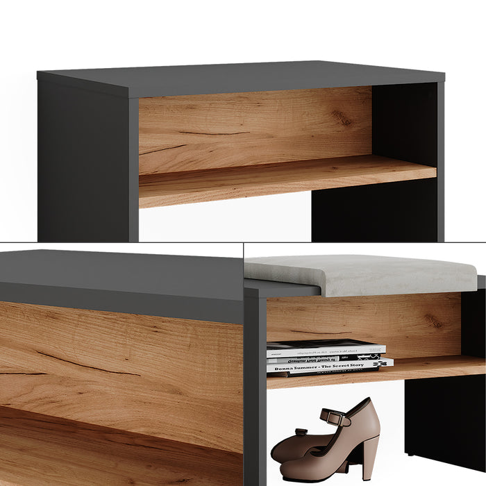 Vicco Panca scarpiera da ingresso Antracite/quercia dorata 60 x 60 cm
