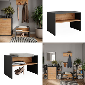 Vicco Panca scarpiera da ingresso Antracite/quercia dorata 60 x 60 cm