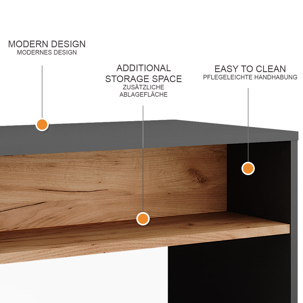 Vicco Panca scarpiera da ingresso Antracite/quercia dorata 60 x 60 cm