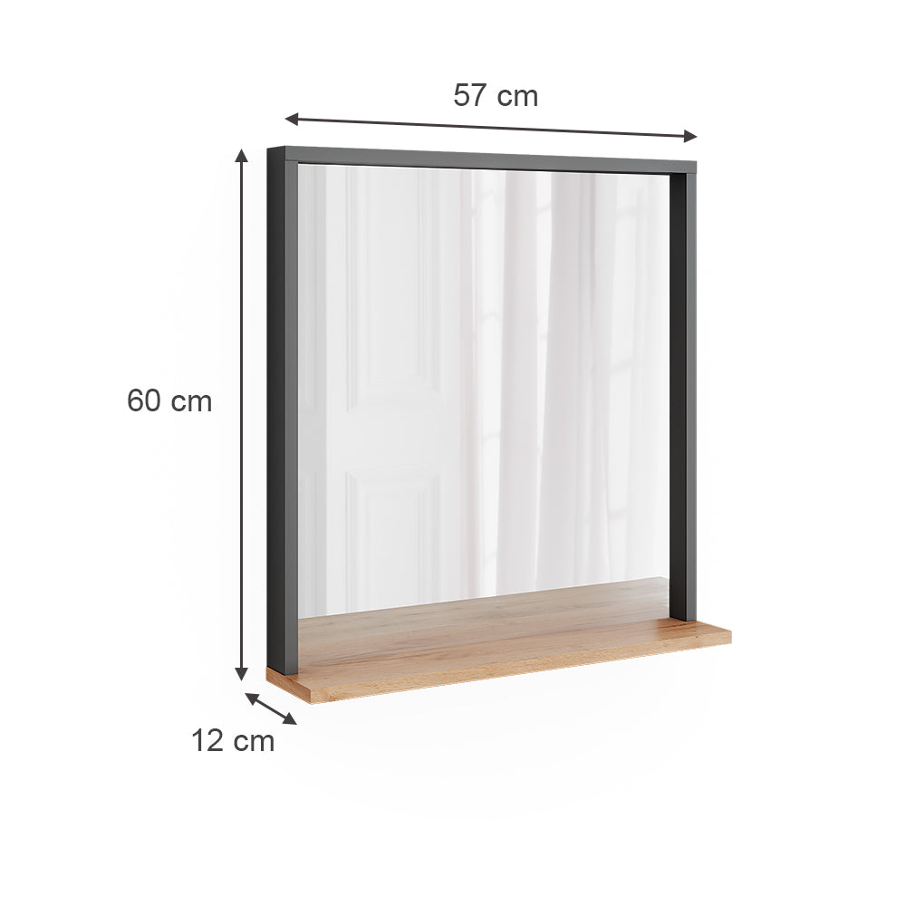Vicco Guardaroba da ingresso Antracite/quercia dorata 57 x 60 cm con specchio