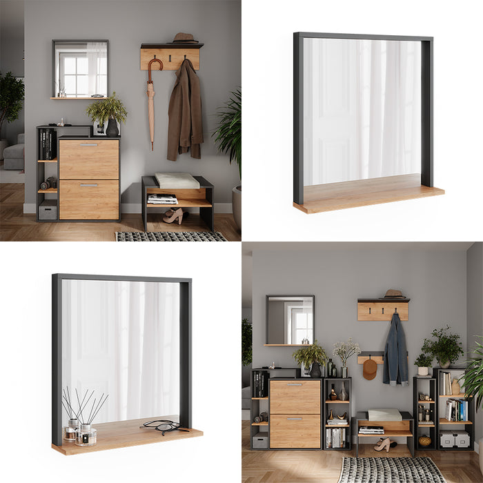 Vicco Guardaroba da ingresso Antracite/quercia dorata 57 x 60 cm con specchio