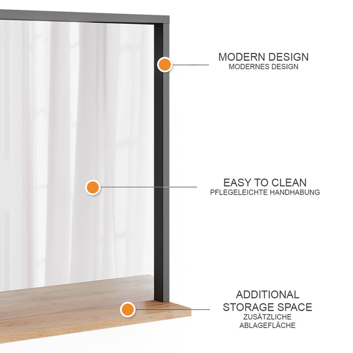 Vicco Guardaroba da ingresso Antracite/quercia dorata 57 x 60 cm con specchio