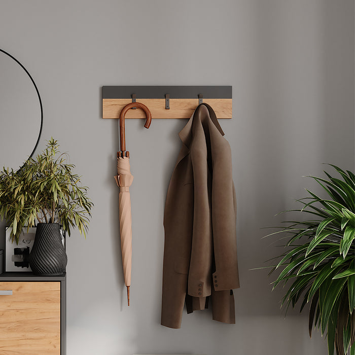 Vicco Appendiabiti da parete Antracite/quercia dorata 60 x 15 cm