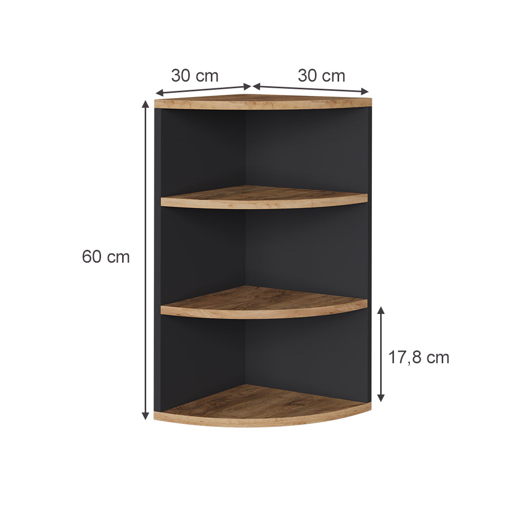Vicco Scaffale angolare Antracite/quercia dorata 30 x 60 cm
