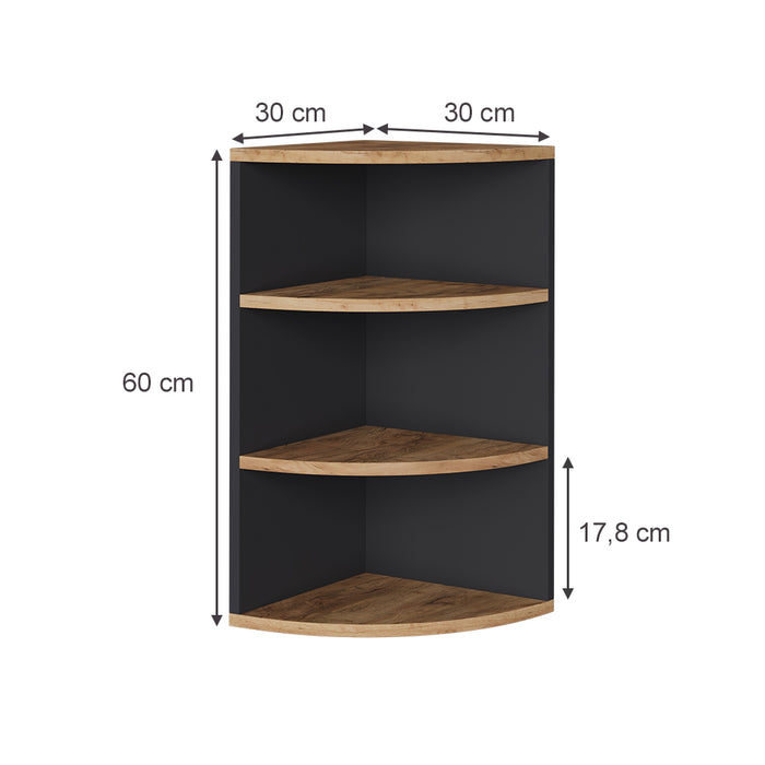 Vicco Scaffale angolare Antracite/quercia dorata 30 x 60 cm