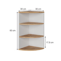 Vicco Scaffale ad angolo Rovere bianco/dorato 30 x 60 cm