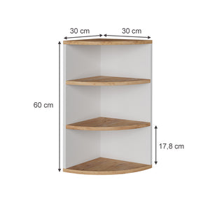 Vicco Scaffale ad angolo Rovere bianco/dorato 30 x 60 cm