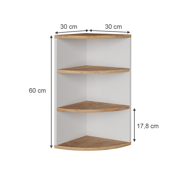 Vicco Scaffale ad angolo Rovere bianco/dorato 30 x 60 cm