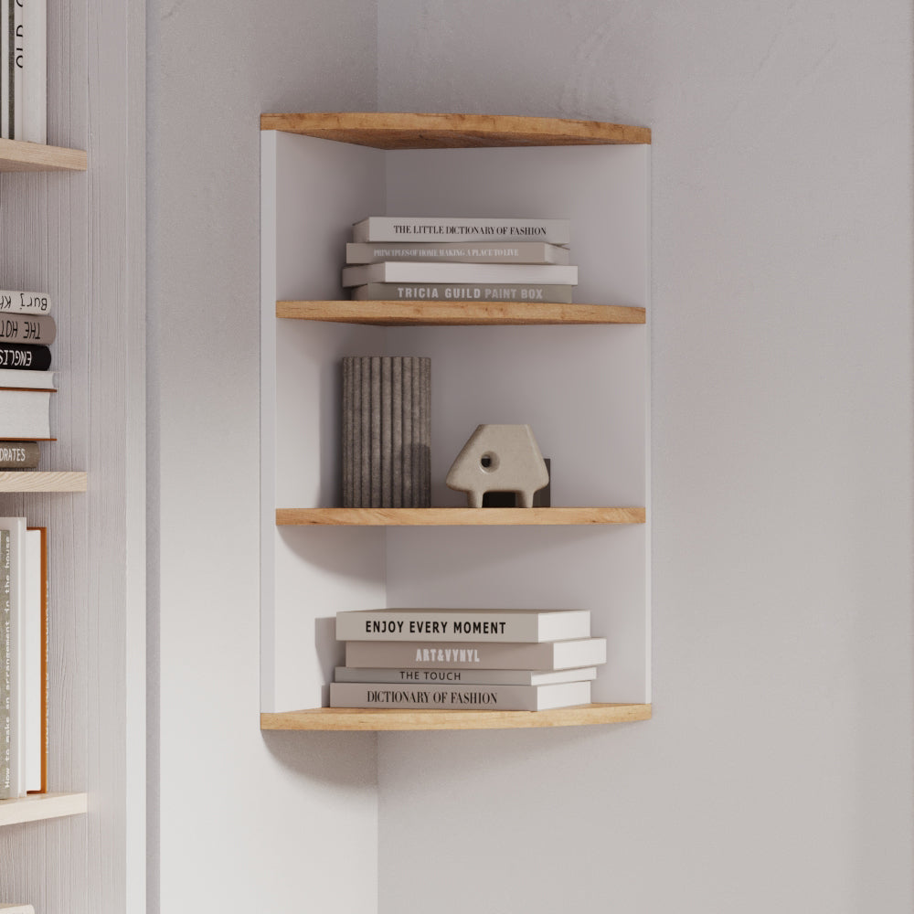 Vicco Scaffale ad angolo Rovere bianco/dorato 30 x 60 cm