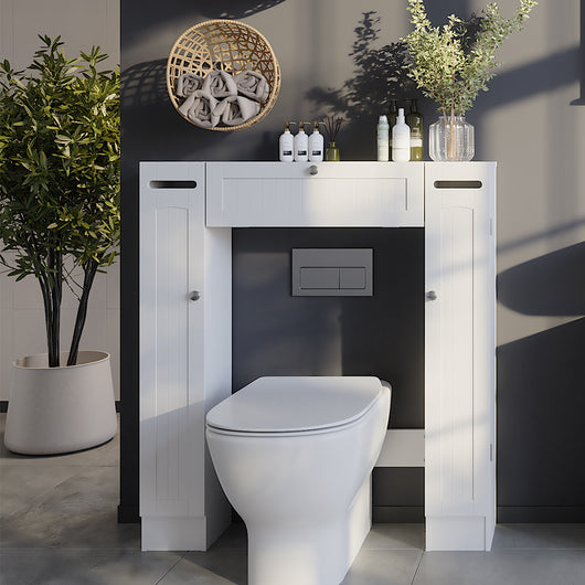 Vicco Armadietto per toilette Bianco 89 x 99 cm Distributore di carta igienica a destra e a sinistra