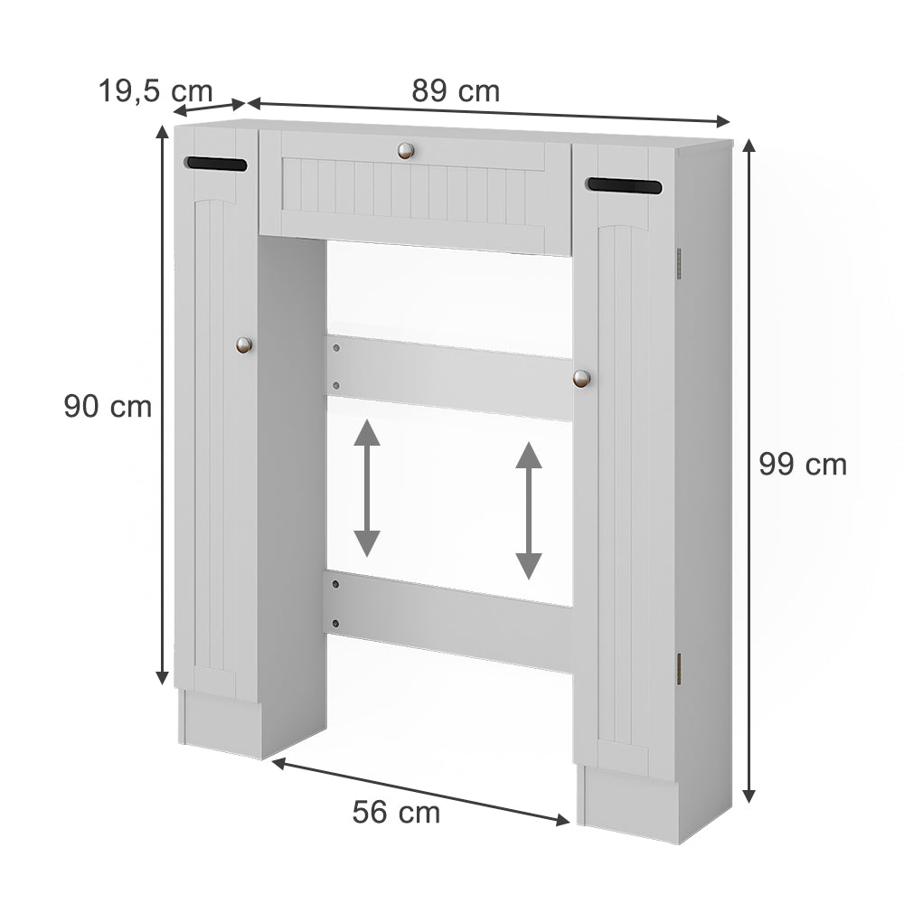 Vicco Armadietto per toilette Bianco 89 x 99 cm Distributore di carta igienica a destra e a sinistra