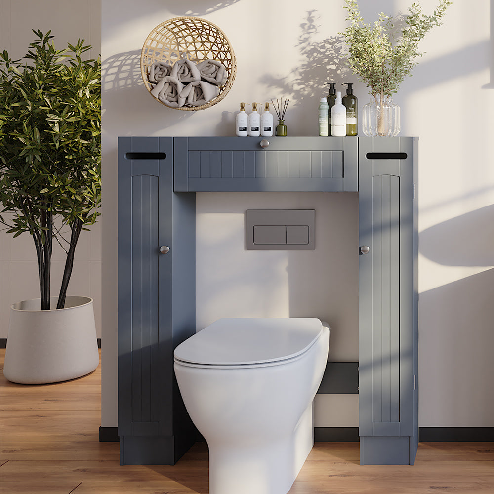 Vicco Armadietto per toilette Grigio 89 x 99 cm con 2 distributori di carta igienica
