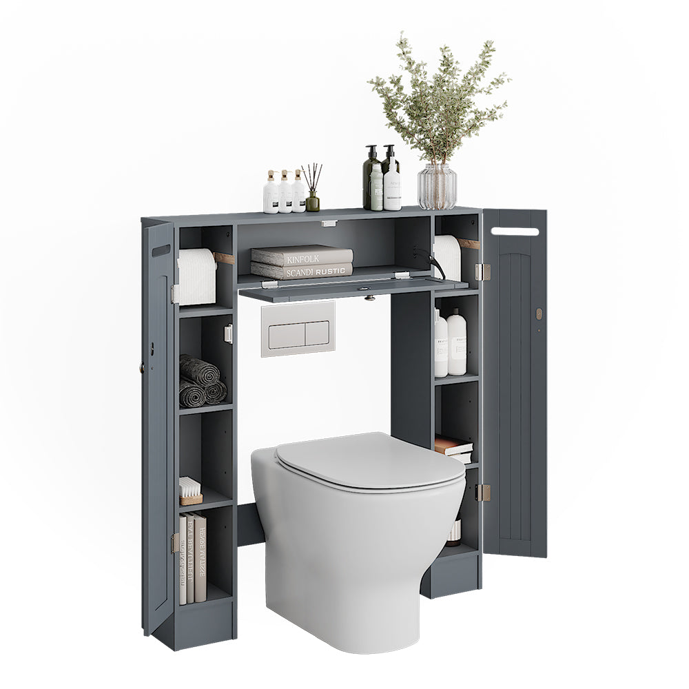Vicco Armadietto per toilette Grigio 89 x 99 cm con 2 distributori di carta igienica