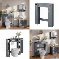 Vicco Armadietto per toilette Grigio 89 x 99 cm con 2 distributori di carta igienica