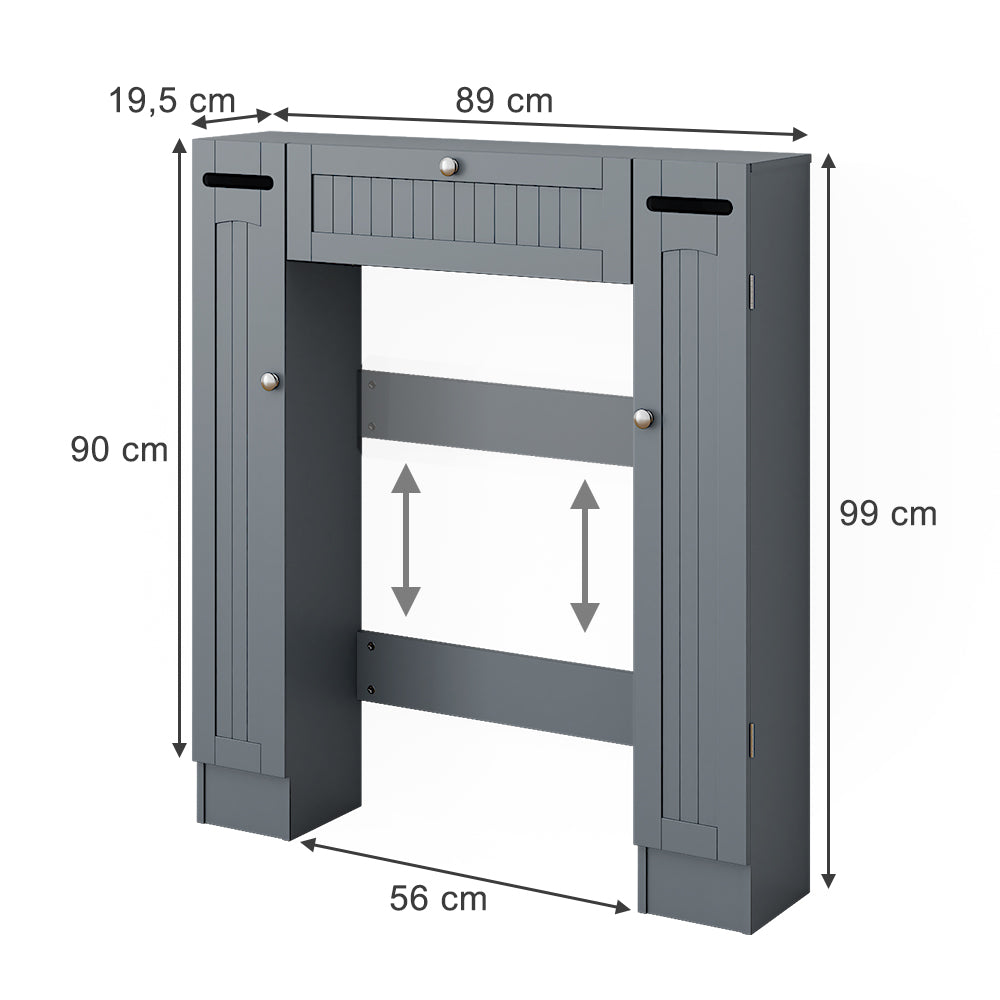 Vicco Armadietto per toilette Grigio 89 x 99 cm con 2 distributori di carta igienica