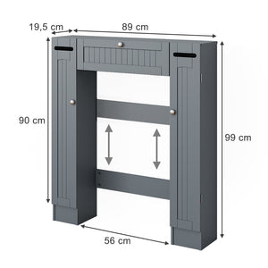 Vicco Armadietto per toilette Grigio 89 x 99 cm con 2 distributori di carta igienica