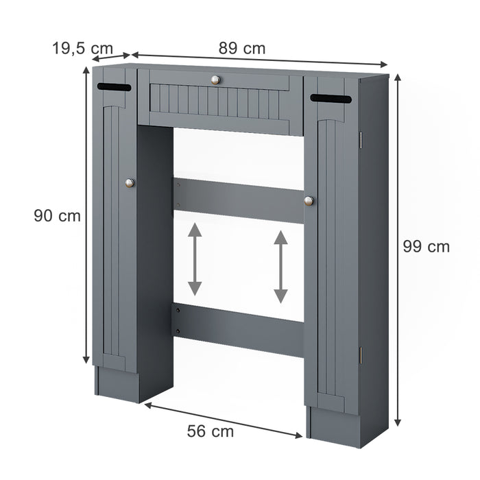 Vicco Armadietto per toilette Grigio 89 x 99 cm con 2 distributori di carta igienica