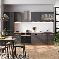 Vicco Cucina componibile Antracite lucido/oro power oak 300 cm , PL Marmo