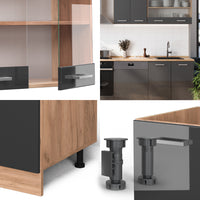 Vicco Cucina componibile Antracite lucido/oro power oak 300 cm , PL Rovere