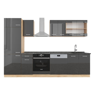 Vicco Cucina componibile Antracite lucido/oro power oak 300 cm , PL Antracite